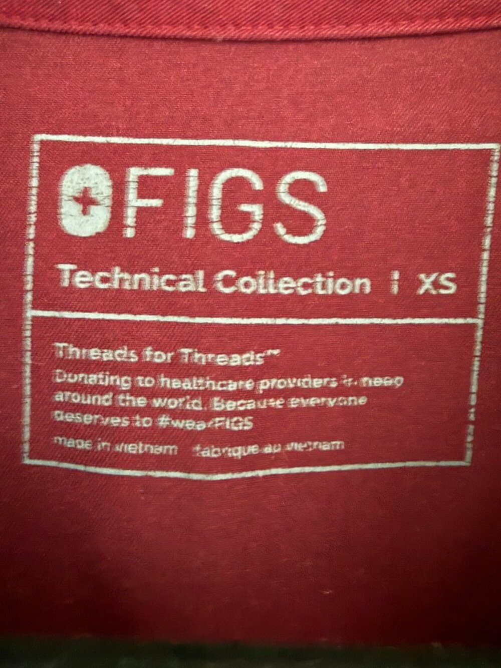 FIGS XS Burgundy Rafaela Oversized Scrub Top (M pants available) - Picture 3 of 3